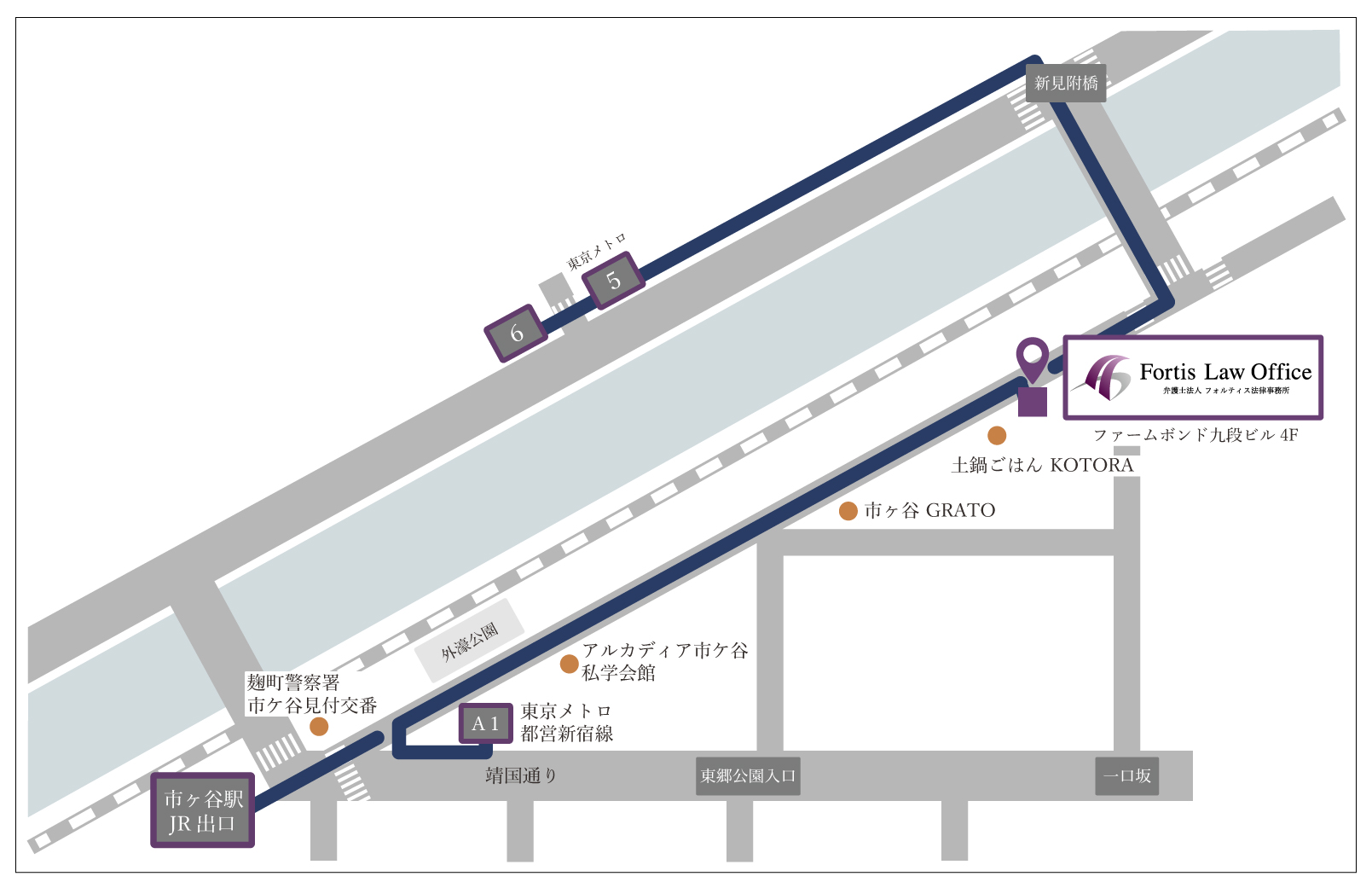 アクセスマップ 市ヶ谷駅からのルート